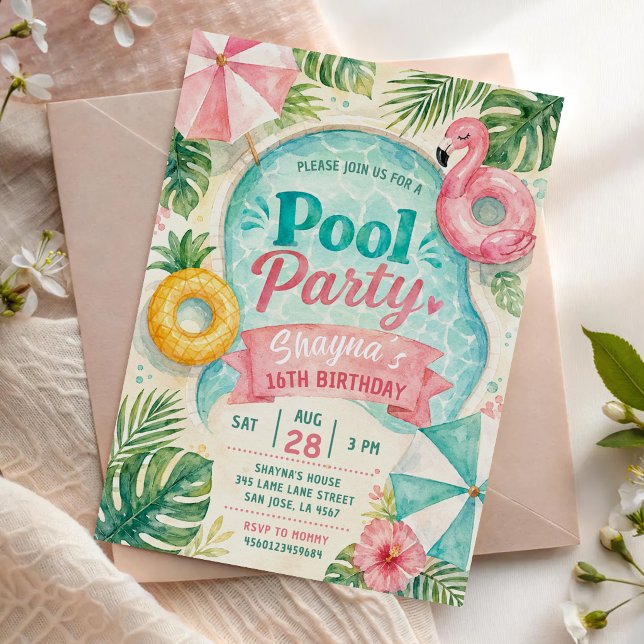 Sommer-Geburtstagsfeier am Pool  Einladung (Von Creator hochgeladen)