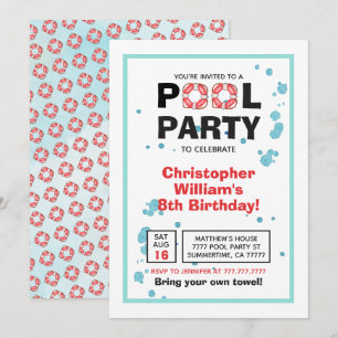 Sommer-Geburtstagspool-Party Einladung