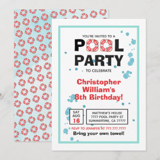 Sommer-Geburtstagspool-Party Einladung