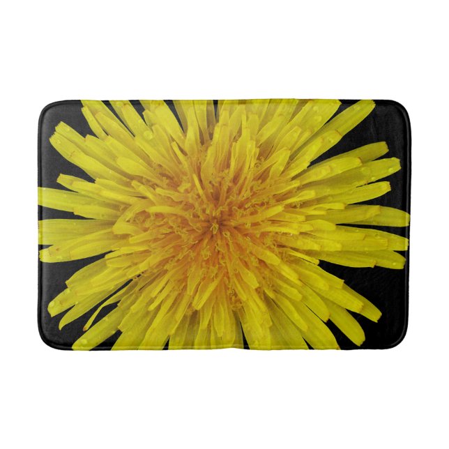 Sommer-gelbe Löwenzahn-Blume auf irgendeiner Farbe Badematte (Vorderseite)