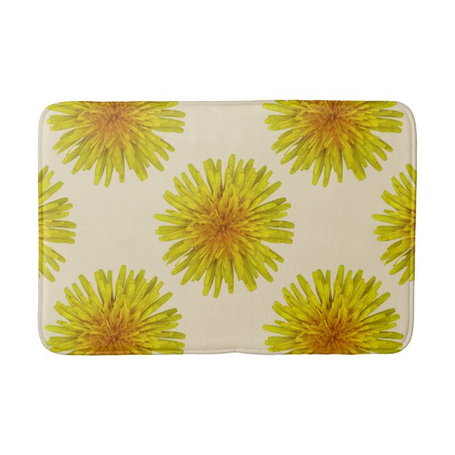 Sommer-gelbe Löwenzahn-Blume auf irgendeiner Farbe Badematte (Vorderseite)
