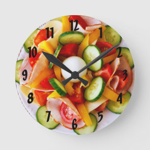 Sommer-Gemüsesalat-Wanduhr Runde Wanduhr