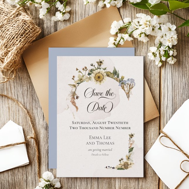 Sommer getrocknete Wildblumen-Hochzeit Save The Date (Von Creator hochgeladen)