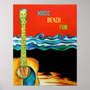 Sommer-Gitarren-Plakat Poster