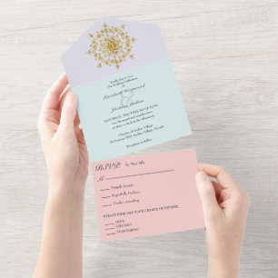 Sommer-Gold-Mandala-Hochzeit All In One Einladung