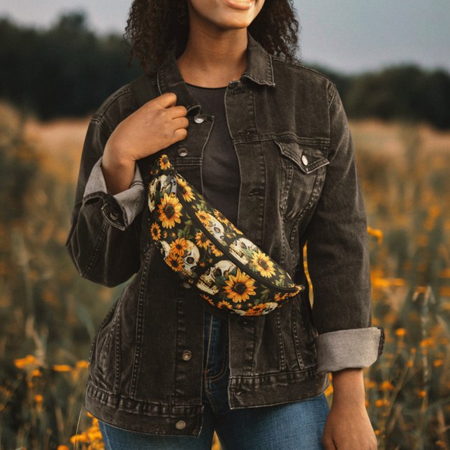 Sommer-Gothschädel und Sonnenblumen Spooky Bauchtasche (Von Creator hochgeladen)