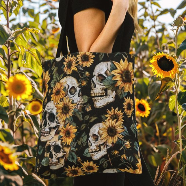 Sommer-Gothschädel und Sonnenblumen Spooky Tasche (Von Creator hochgeladen)