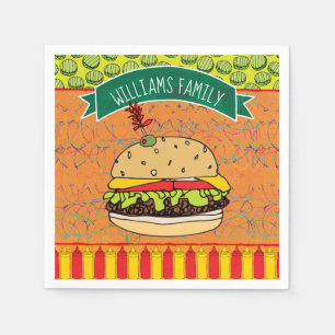 Sommer GRILLEN Cheeseburger addieren Namen Serviette