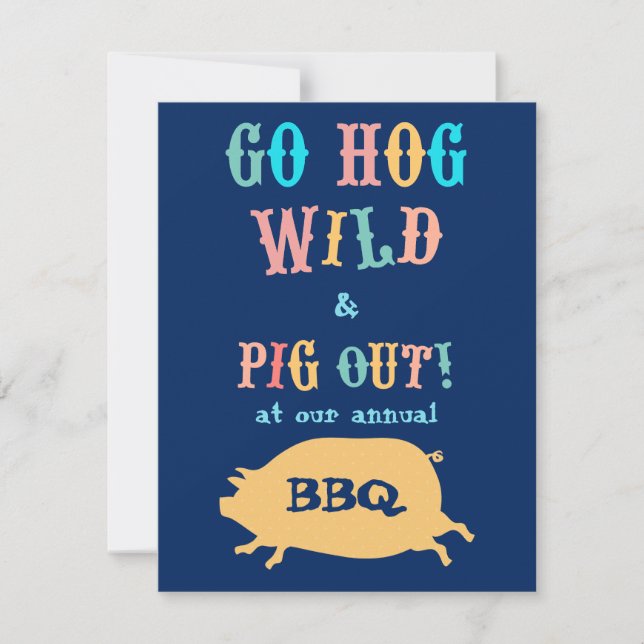 Sommer GRILLEN Schwein-heraus Party Einladung (Vorderseite)