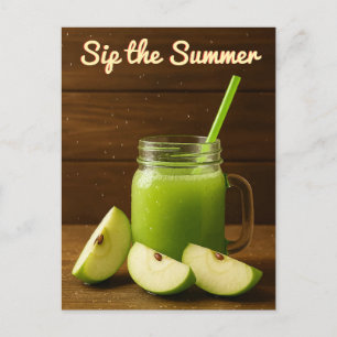 Sommer - Grüner Apfelsaft und frisches Obst Postkarte