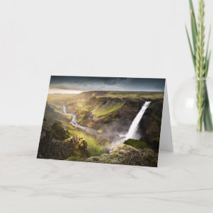 Sommer Haifoss Wasserfall-  in Island Karte