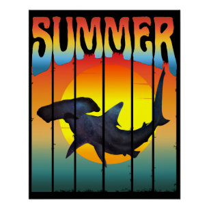 SOMMER-HAMMERHAIHAI SONNENUNTERGANG POSTER
