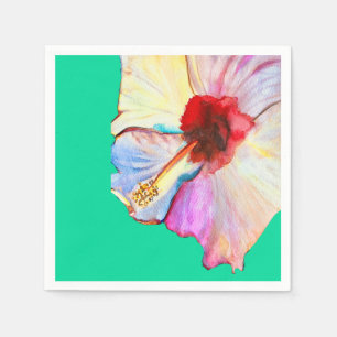 Sommer-Hibiskus-Aquarellkunst Serviette