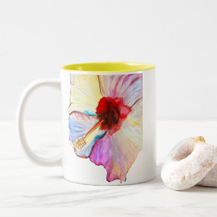 Sommer-Hibiskus-Aquarellkunst Zweifarbige Tasse