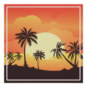 Sommer Hintergrund mit Palmen-32134 Poster