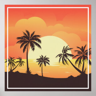 Sommer Hintergrund mit Palmen-32134 Poster