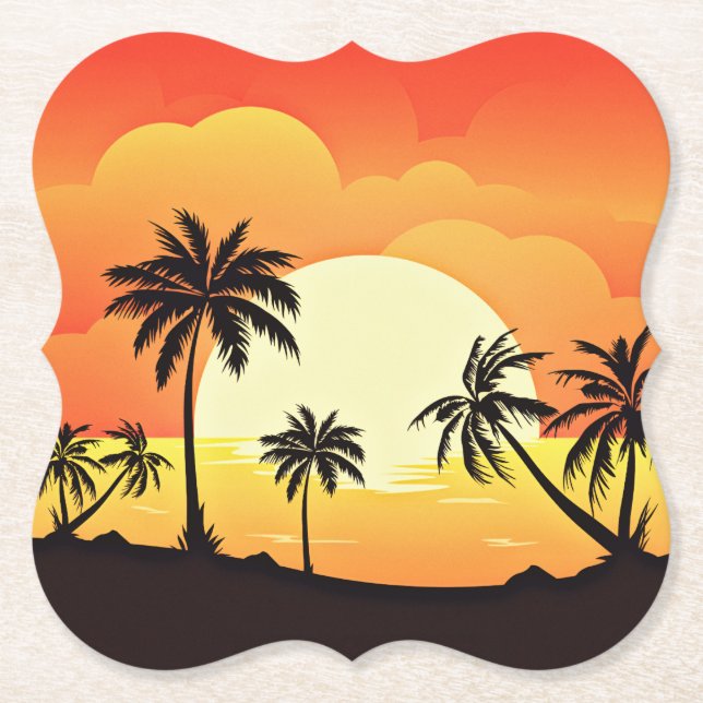 Sommer Hintergrund mit Palmen-32134 Untersetzer (Vorderseite)