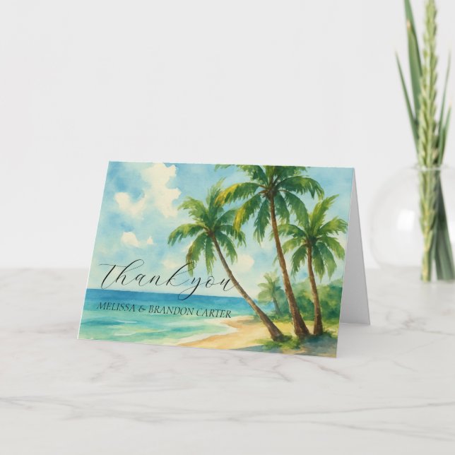 Sommer-Hochzeit in Tropical Beach Coastal Vielen D Dankeskarte (Vorderseite)