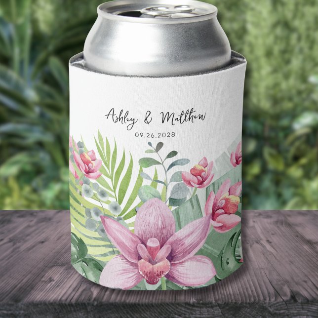 Sommer Hochzeit tropischer Strand Dosenkühler (Simple Modern Elegant Tropical Palm Floral Wedding Can Cooler)