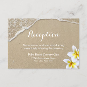 Sommer Hochzeitsempfang am Strand und in Plumeria Begleitkarte