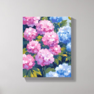 Sommer Hortensien   Rosa und Blaue Küstenblumen Leinwanddruck