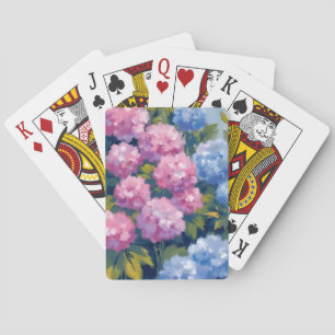 Sommer Hortensien Rosa und Blaue Küstenblumen Spielkarten
