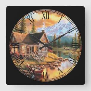 Sommer Hütte Kunstschätze Quadratische Wanduhr