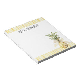 Sommer im Sonnengelb Streifen Ananas Notizblock