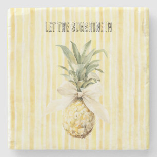 Sommer im Sonnengelb Streifen Ananas Steinuntersetzer