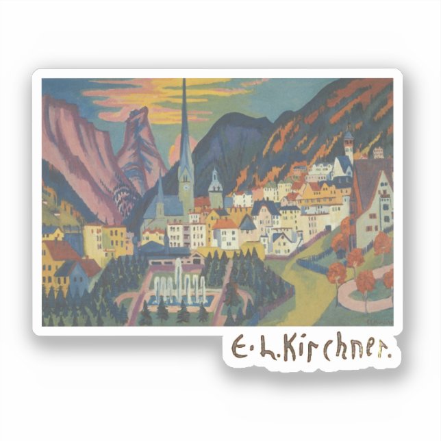 Sommer in Davos von E.L. Kirchener (1925) Aufkleber (Vorderseite)