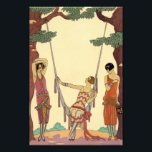 Sommer in Frankreich Art Deco Fotodruck<br><div class="desc">Sommer in Frankreich Art Deco Druck. Georges Barbier Art Deco Illustration. Der französische Illustrator Georges Barbier malte einige der schönsten und charmantesten Illustrationen der Deko-Zeit. Der Sommer ist eines seiner saisonalen Gemälde mit drei hübschen jungen Frauen, die sich in einem Pariser Park niederlassen. Der eine sitzt in einem extravaganten Schaukel,...</div>