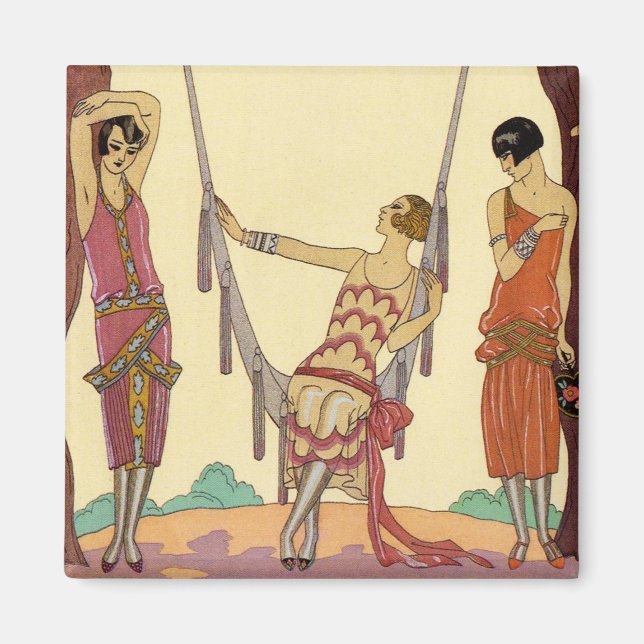 Sommer in Frankreich Art Deco Magnet (Vorne)