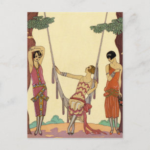 Sommer in Frankreich Art Deco Postkarte