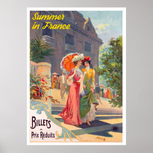 Sommer in Frankreich, Frauen auf Tour, Vintag Poster