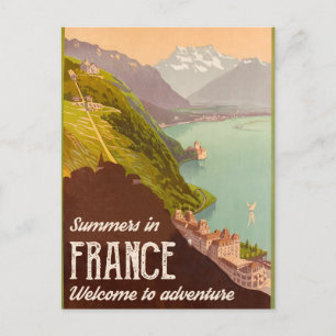 Sommer in Frankreich, Landschaftsblick auf die Ber Postkarte