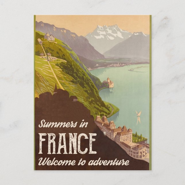 Sommer in Frankreich, Landschaftsblick auf die Ber Postkarte (Vorderseite)