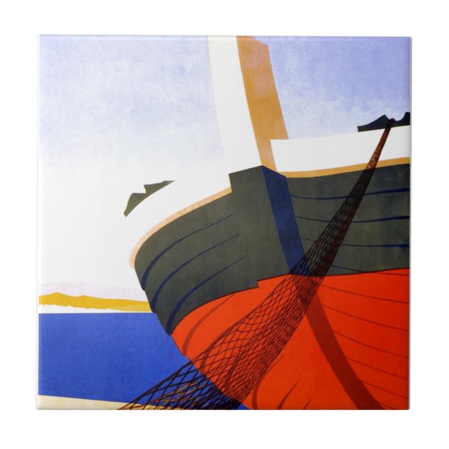 Sommer in Italien Vintage Travel Fliese (Vorderseite)