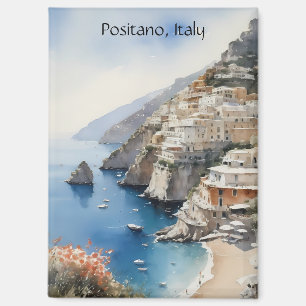 Sommer in Positano Italien Aquarell-Illustration Magnet