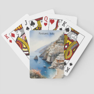Sommer in Positano Italien Aquarell-Illustration Spielkarten