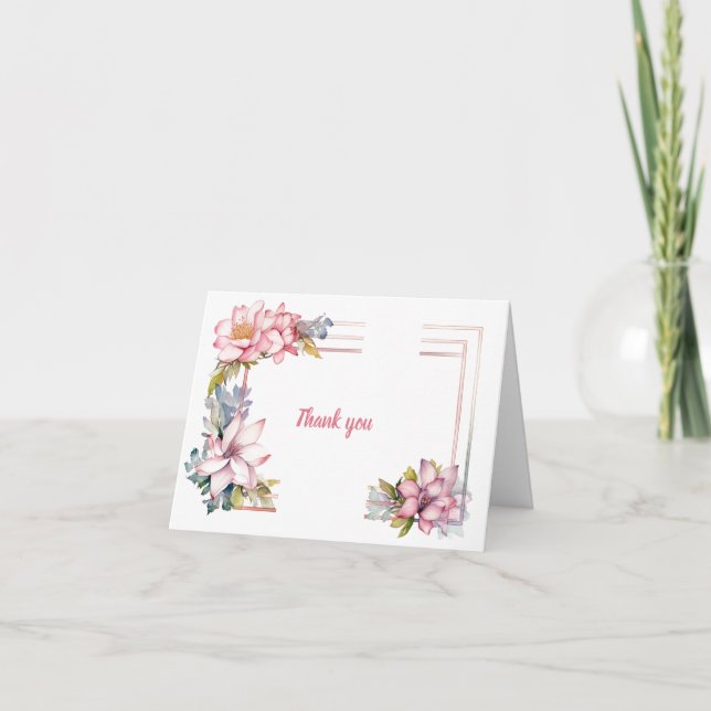 Sommer in Rosa: Hochzeit Dankeschön-Karte Karte (Vorderseite)