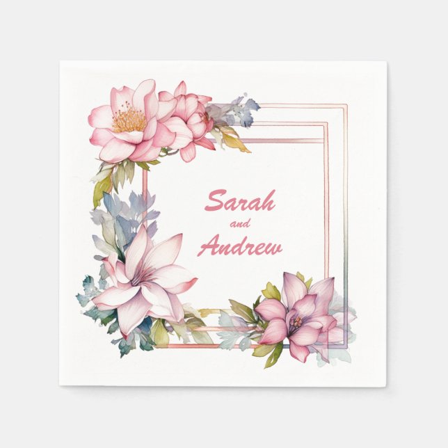 Sommer in Rosa: Personalisierte Hochzeit von Napki Serviette (Vorderseite)