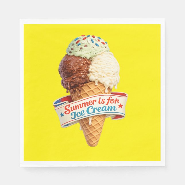 Sommer ist für Eiscreme Serviette (Vorderseite)