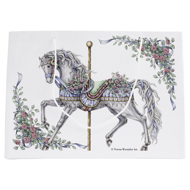Sommer-Karussell-Pferd, das Geschenk-Tasche Große Geschenktüte (Vorderseite)
