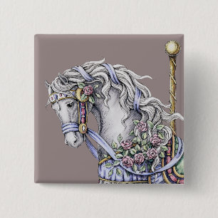 Sommer Karussellpferd Quadratischer Knopf Button