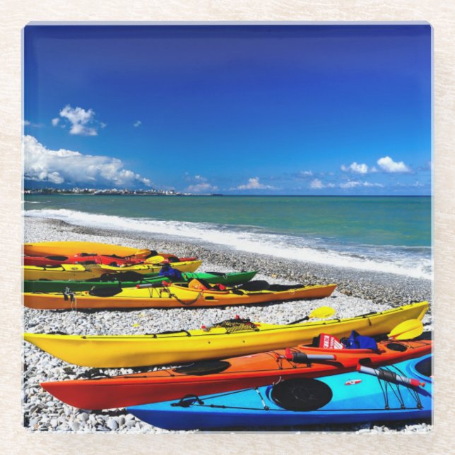 Sommer Kayaking Glasuntersetzer (Vorderseite)