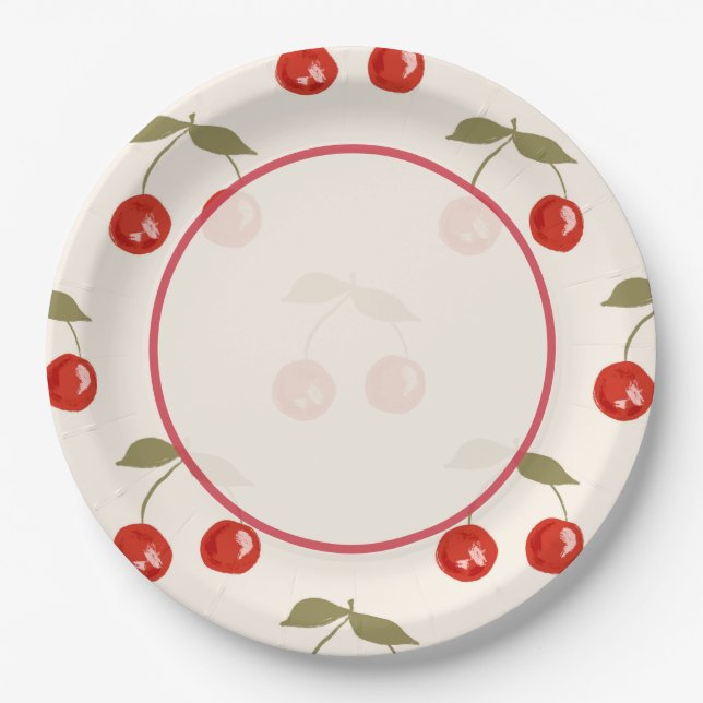 Sommer-Kirschen Pappteller (Vorderseite)