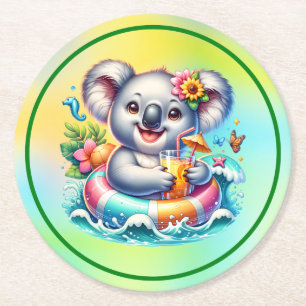 Sommer Koala Sublimations-Cliparts-97702 Runder Pappuntersetzer