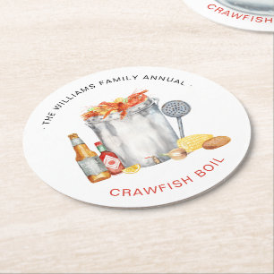 Sommer Krebseintopf   Low Country Boil Grillfest Runder Pappuntersetzer
