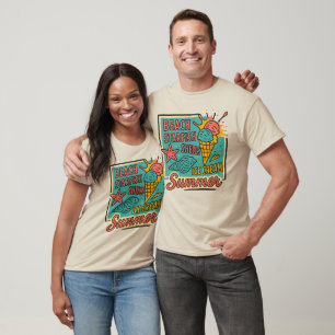 Sommer Künstlerische Muscheln und Eiscreme T-Shirt