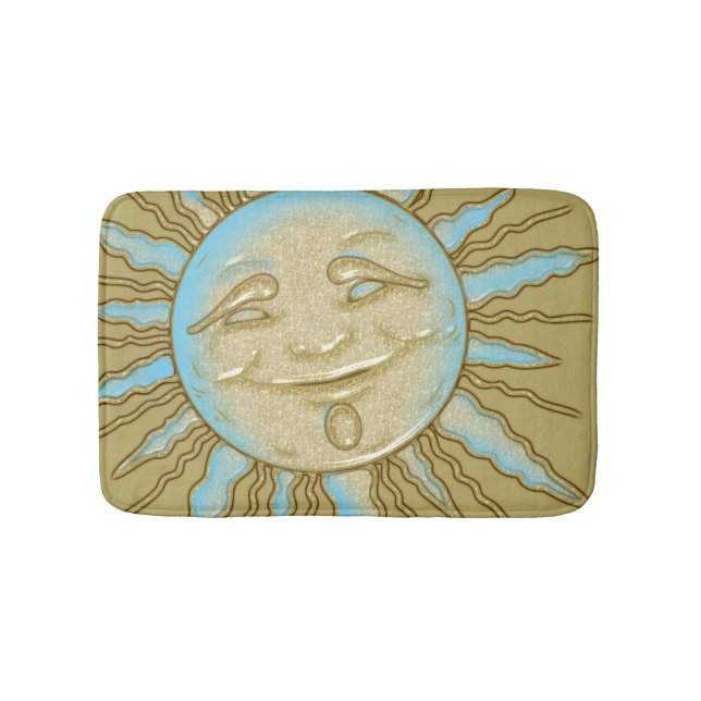 Sommer Lächeln Sun Blue Gold Badematte (Vorderseite)